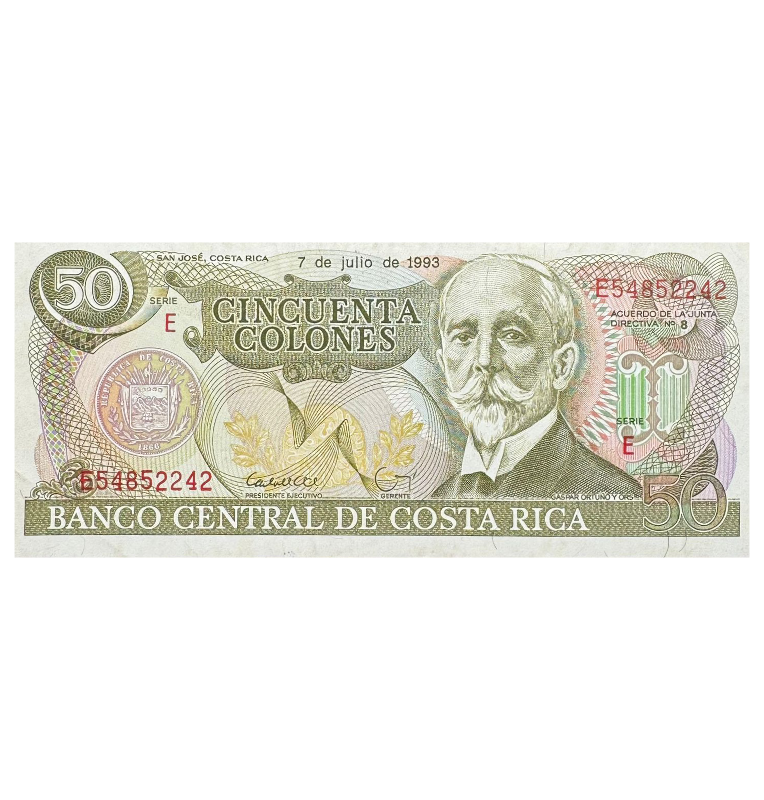 50 Colones de Costa Rica Pick #257a.5 1993